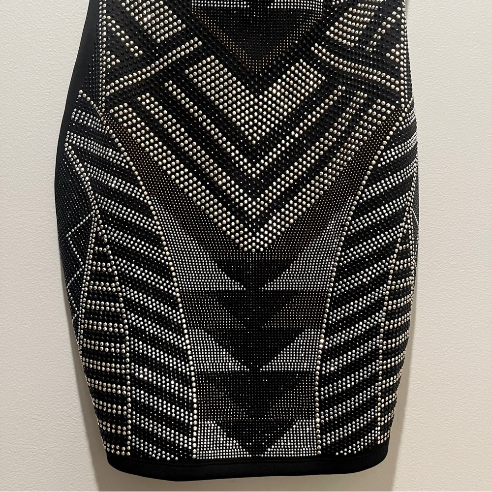 π₯ Ruby Rox Sexy Strapless Studded Mini Dress β¨ Gold & Silver Studs Small S π€ - Picture 2 of 5